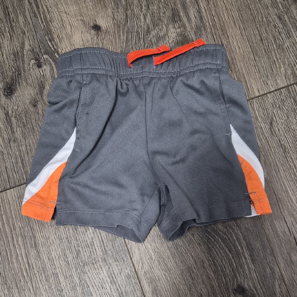 Gray and Orange Kids Athletic Shorts